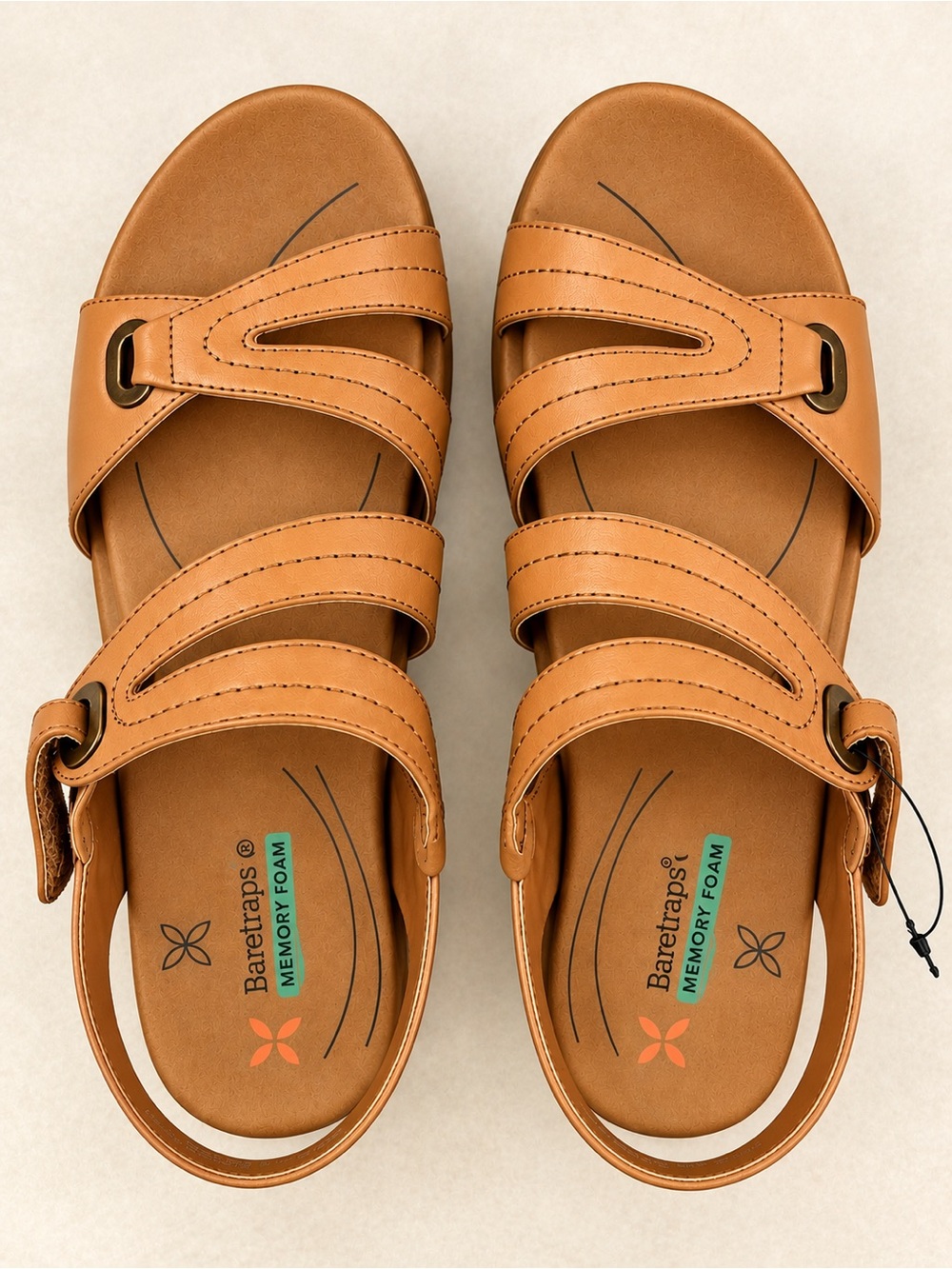 BareTraps Men’s Tan Leather Double-Strap Comfort Sandals